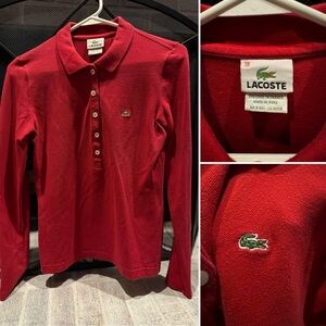 Red long sleeved Lacoste polo